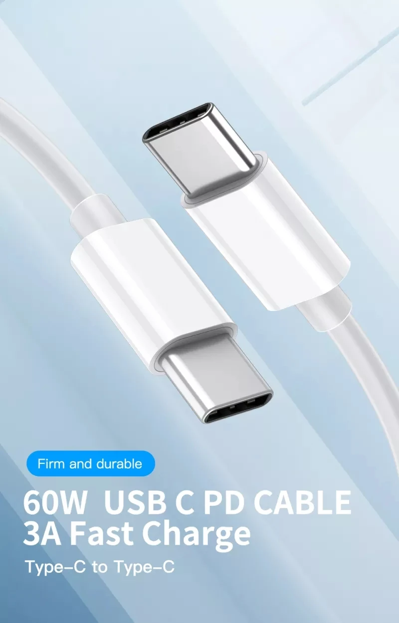 Premium 1m 3ft 60w 3a Usb Type C To Usb Type C Pd Fast Charging Charger Cable For Ipad Phone 4017