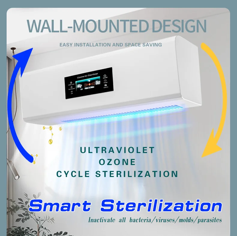Luxury Style Wall Mounted Plasma Air Purifier with negative ion purification ozone 500mg/h Anion purifier with remote control