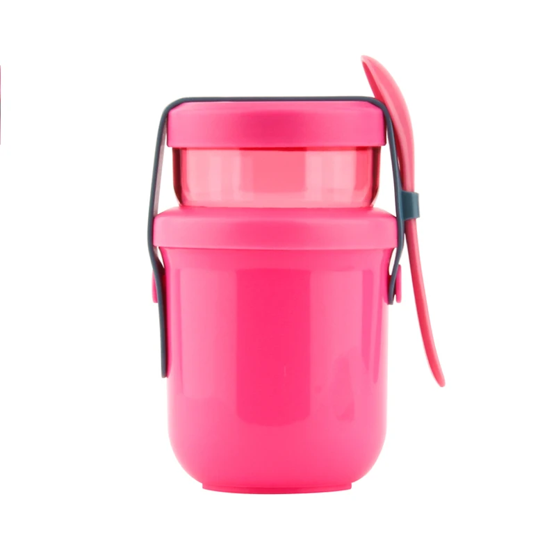 Eco-friend Plastic PP Snack Cup For Kids Snack Container With Lid And Spoon Plastic Snack Bottle