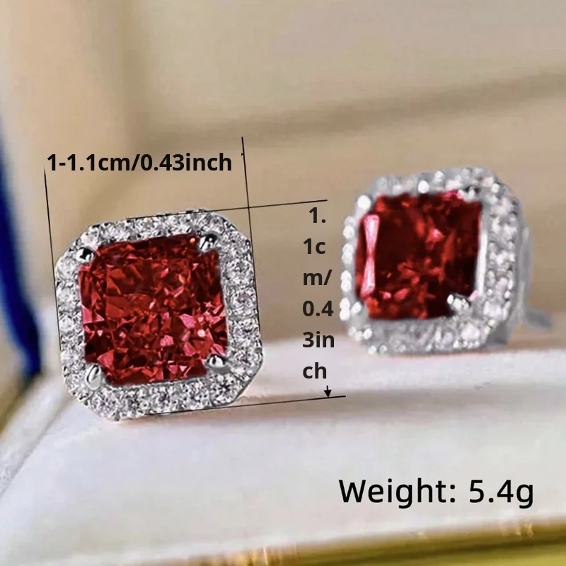 Luxury Princess Cubic Zirconia Stud Earrings