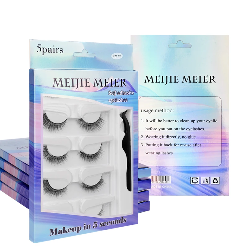 Оптовая продажа без клея самоклеящиеся 5 пар поддельные ресницы естественно стройные моделирование макияж в стиле нюд, скорость с ручной работы накладные ресницы