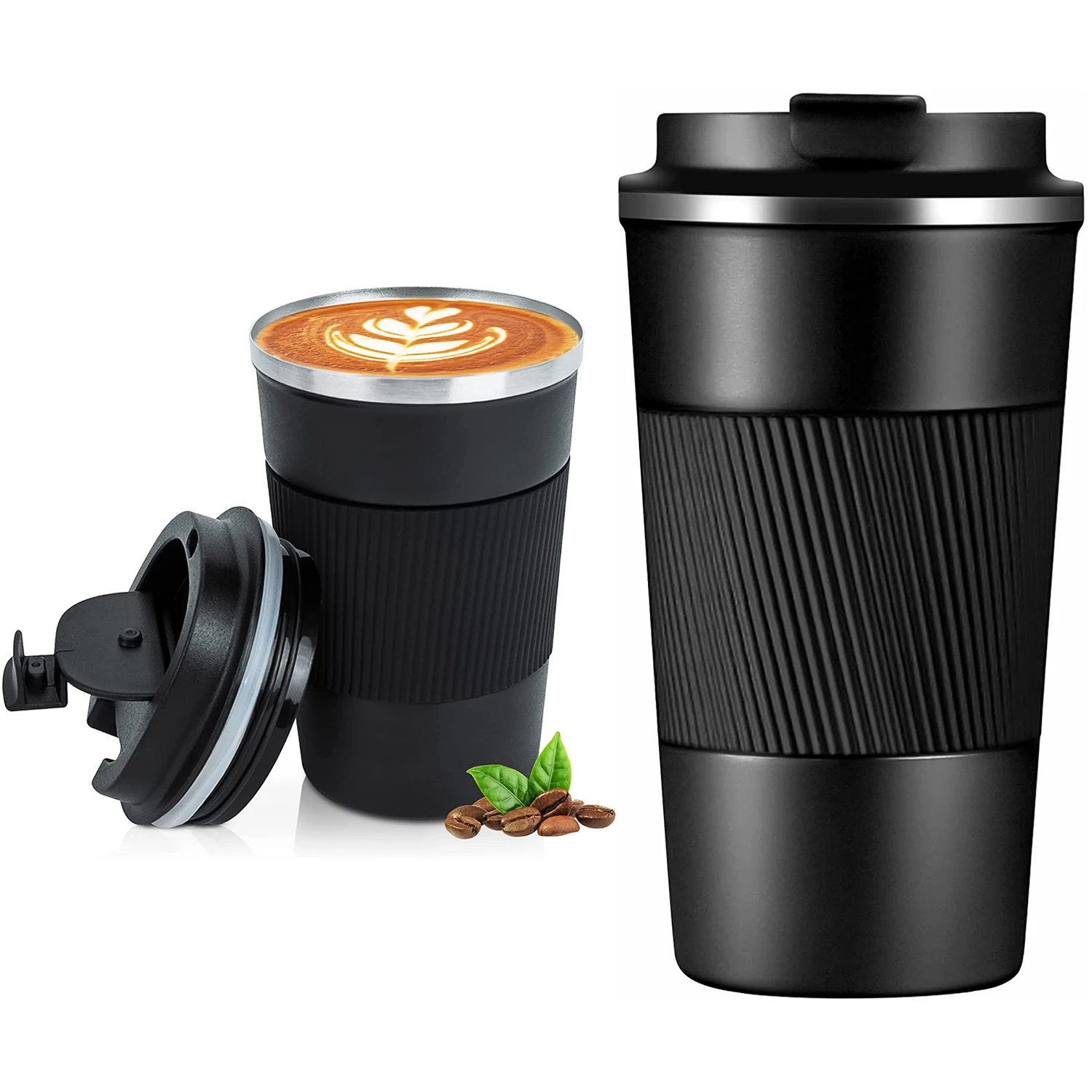 510ml Custom Logo Printed Travel Coffee Mug Stainless Steel Drinking Cups Reusable Tumbler For Keep Hot Ice Coffee Tea And Beer