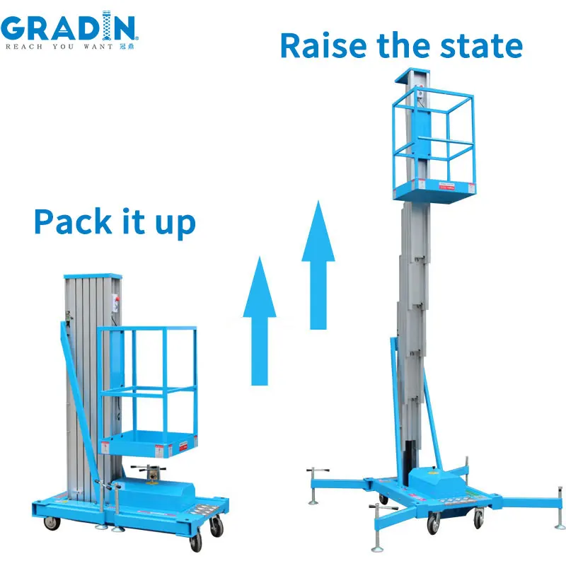 6m 150kg Aluminum Alloy Lift Single Mast Aerial Work