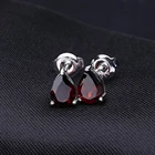 Garnet Earrings Diamond Pear Cut Red Garnet 925 Sterling Silver Stud Earrings White Diamond Jewelry Women Earrings