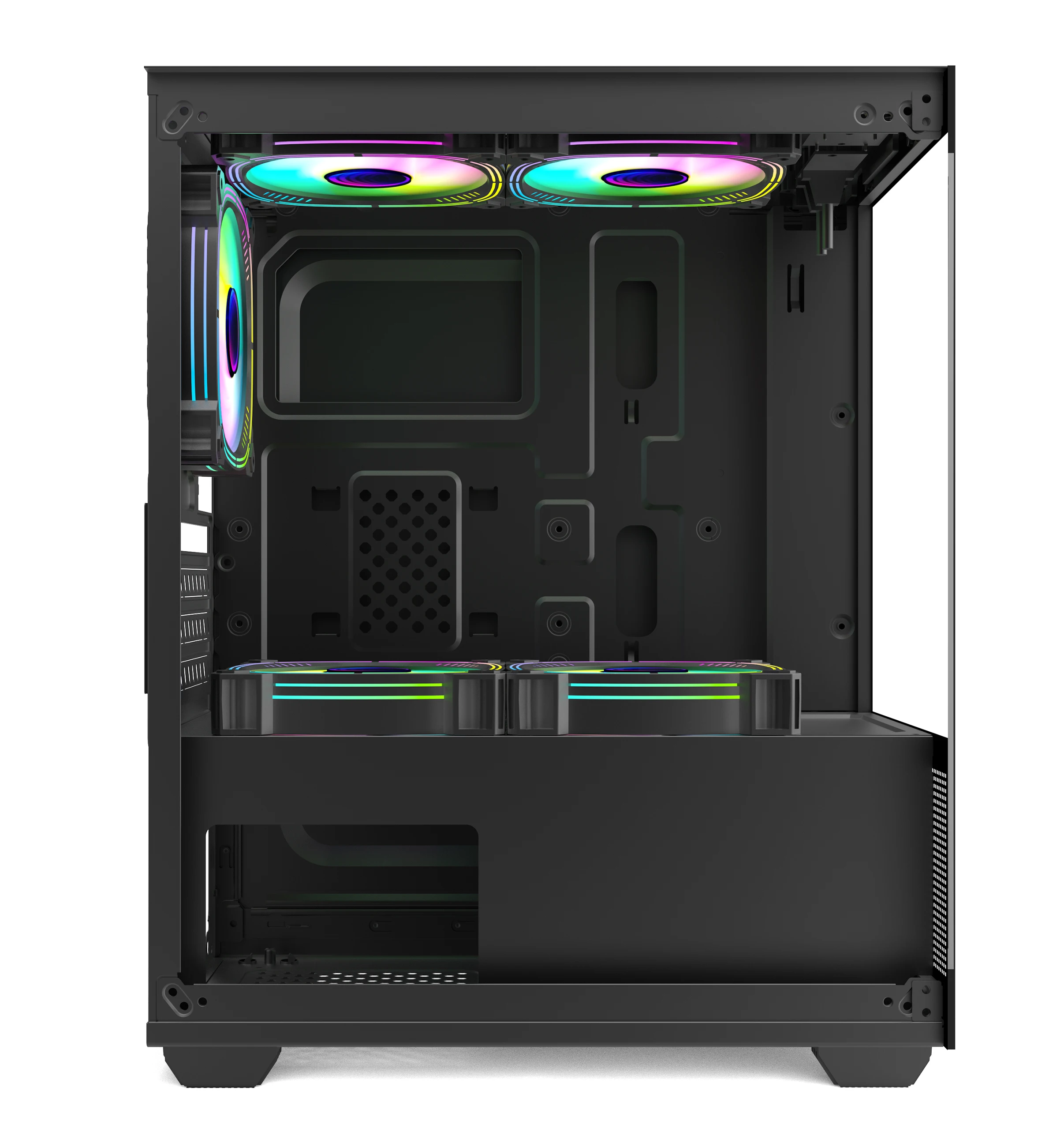 Atx Pc with Fan Colourful  Plexiglass Horizontal Cooled  Cpu Cabinet Dustproof Gaming Computer Pc case