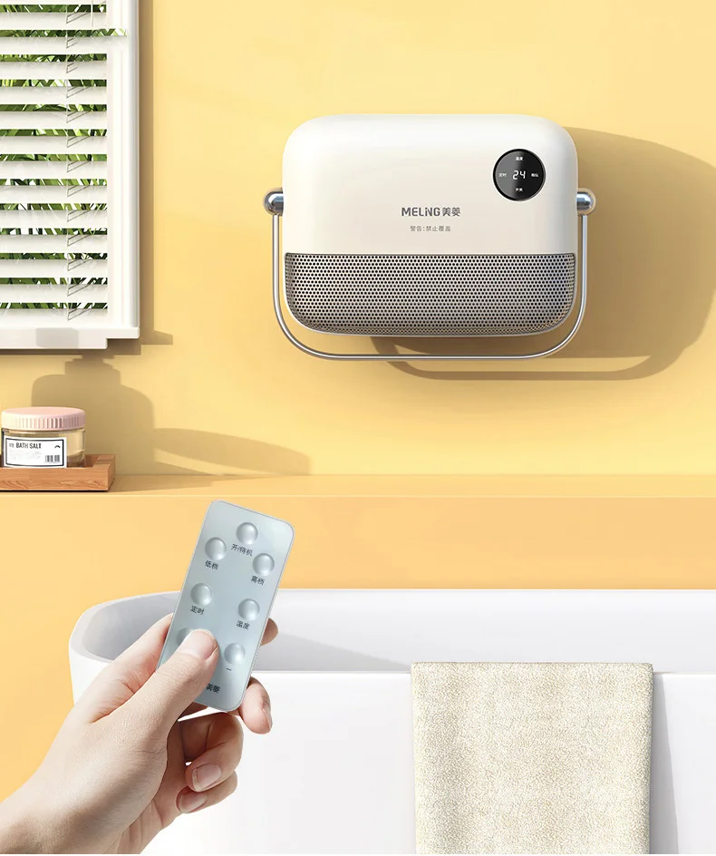 Portable Customized Handy Ceramic Space Heater Mini Fan Wall Mounted Electric Heater 26/1000W/2000W OEM PTC Remote/knob Control