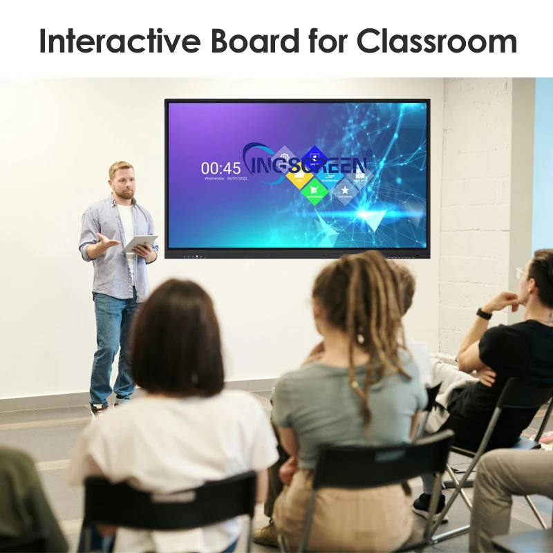 INGSCREEN OEM ODM 4K LCD Display 65 75 86 100 110 Inch Interactive Flat Panel Digital Whiteboard Touch Screen Smart Board