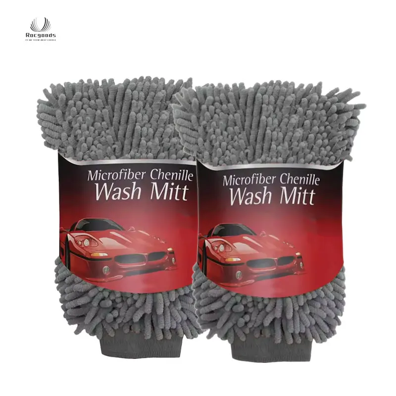 premium microfiber soft auto car washing motorcycle double sided cleaning microfibra chenille wash mitt washing gloves for car