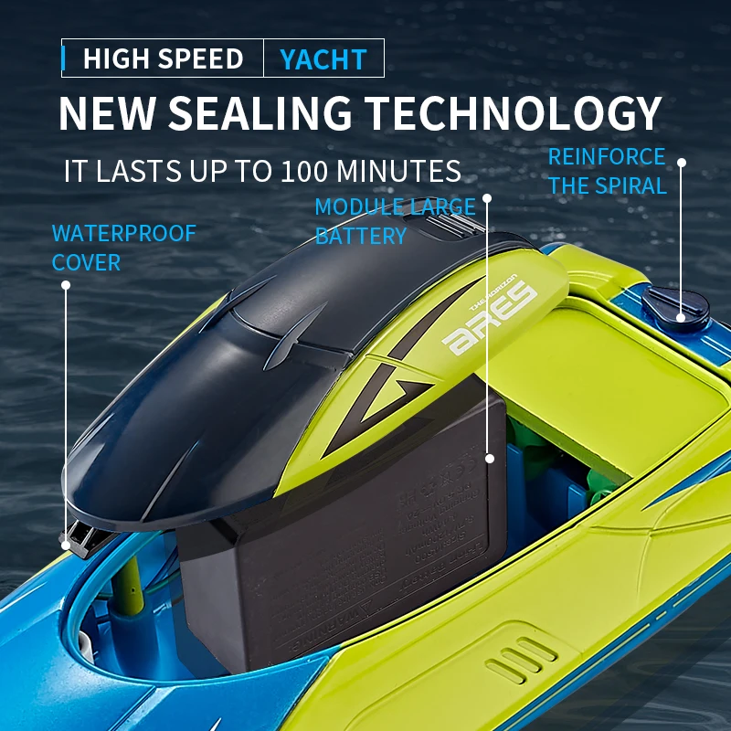 Bemay Toy Mini Remote Control Boat, 15KM/H High Speed Double Propellers Boat, Water Sensing Speedboat With Light