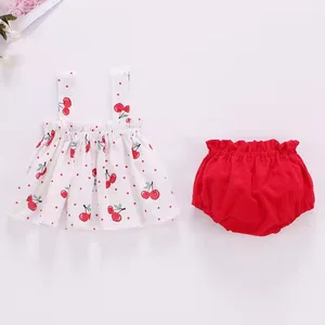 Baby Girl Clothes 2PCS Suspender Skirt Floral Sleeveless Tops+ Pants Ripped Jeans for Girls Fashion