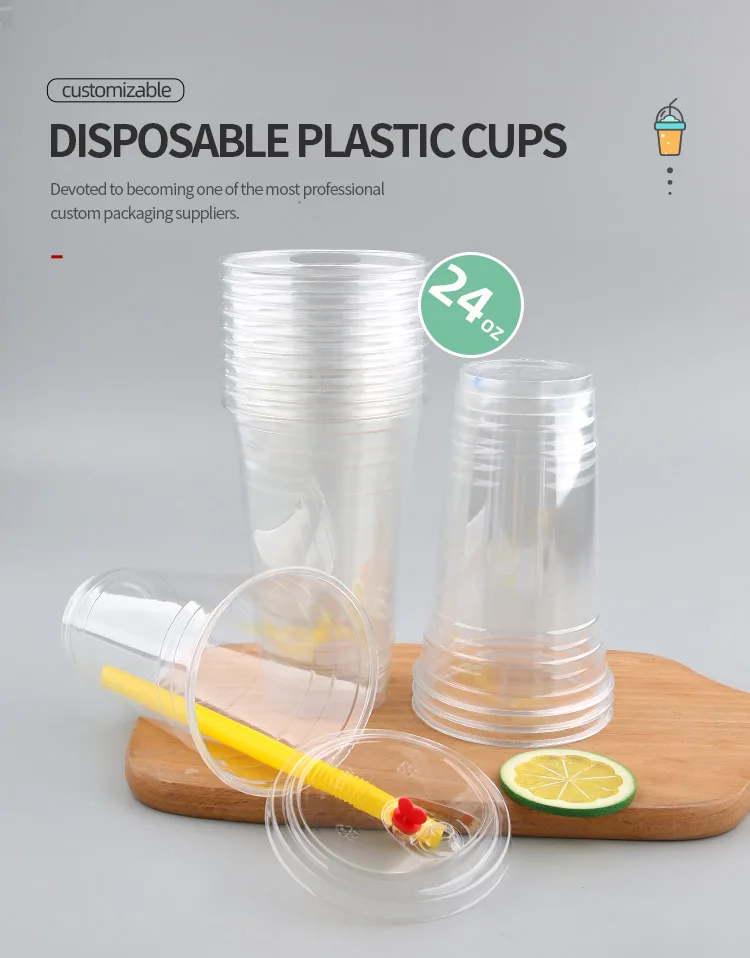 Wholesale Custom Logo Printed 7 8 9 10 12 16 20 Oz Disposable Plastic