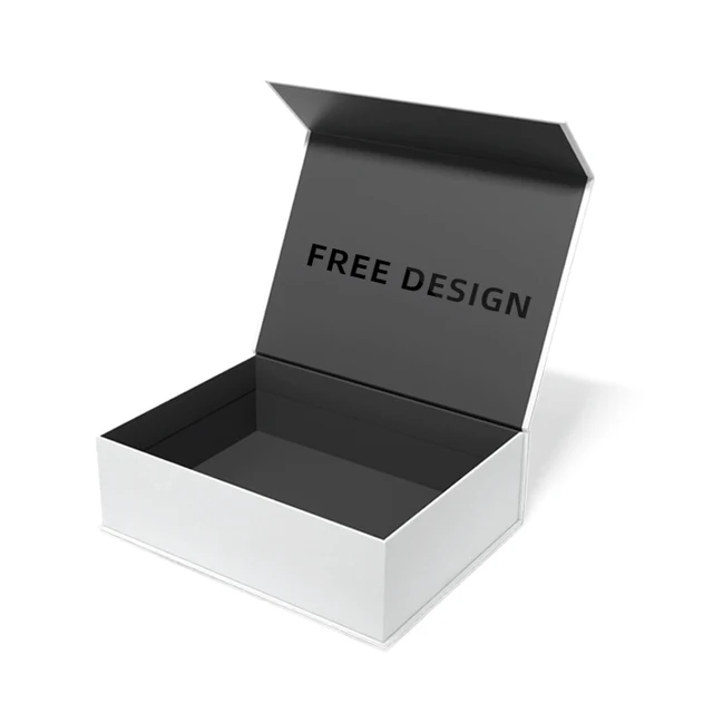 Custom Logo Printed Rigid Paper Box Clothing Shoe Packaging Magnet Recyclable Folding Cardboard Black White Gift Boxes