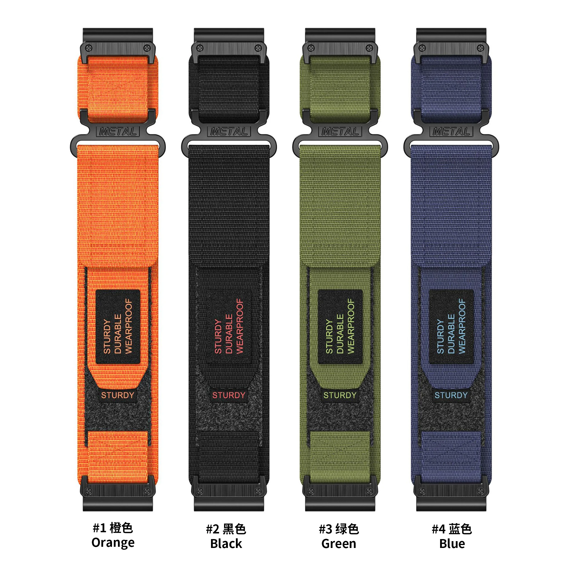 Chungming Outdoor Rugged Woven Nylon Sport Adjustable Watch Band Strap for Garmin Fenix Forerunner Approach MARQ Quatix D2