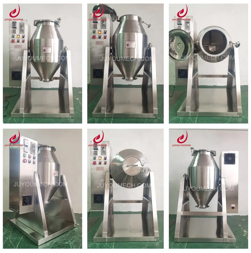 Hot Sale Commercial Herbs Spice Rotating Drum Powder  Blender Mixer Dry Cassava Flour Mixer Machines Double Cone Mixer Machine