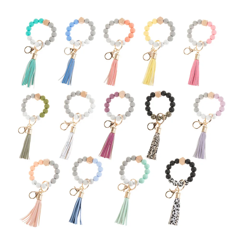 Yyx Elastic Cord Wallet Bracelet Keychain Wristlet Silicone Bead Key