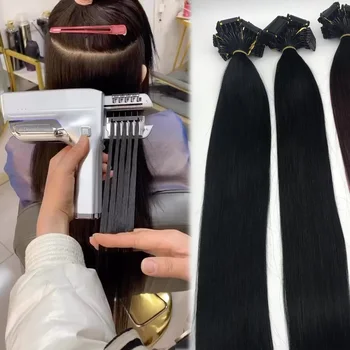 Customized Top Quality Double Drawn Cuticle Aligned Brazilian Virgin Remy 6D 2nd Generation 5 Link Human Hair Feather Extensions