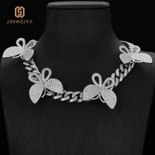 Fashion Custom Cuban Link Chain Brass Hip Hop Cuban Necklace 12Mm Lady'S Butterfly Jewlery