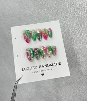 Wholesale  Hand Painted Gel Press on Nails Beautiful Luxury Customized Design Handmade Press on Nails