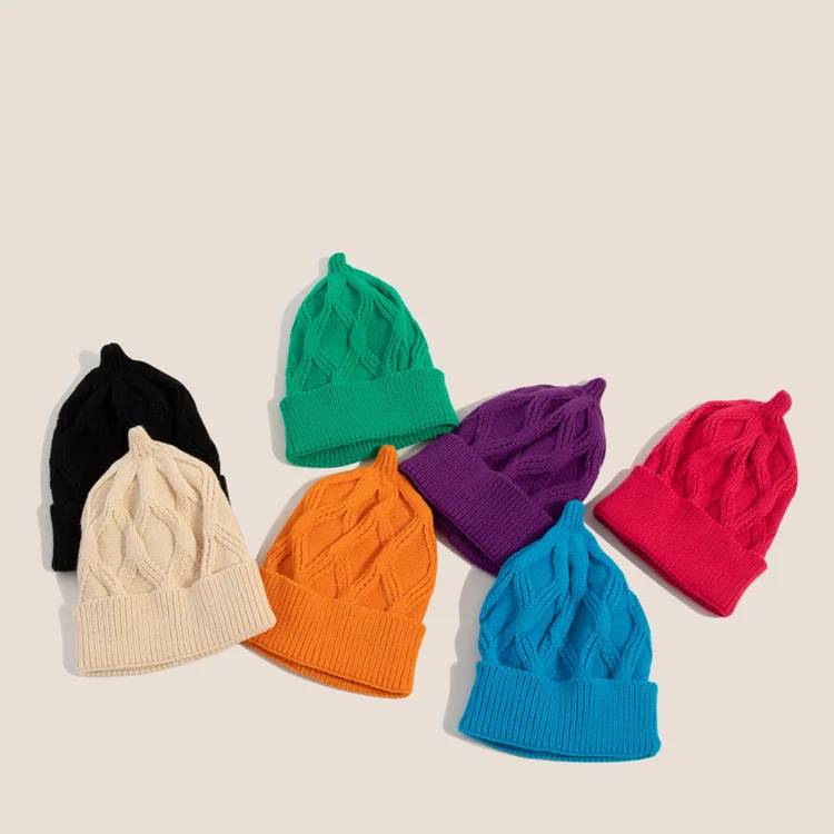 2022 оптовая продажа, разноцветные милые теплые вязаные детские шапки Добби, детские шапки
