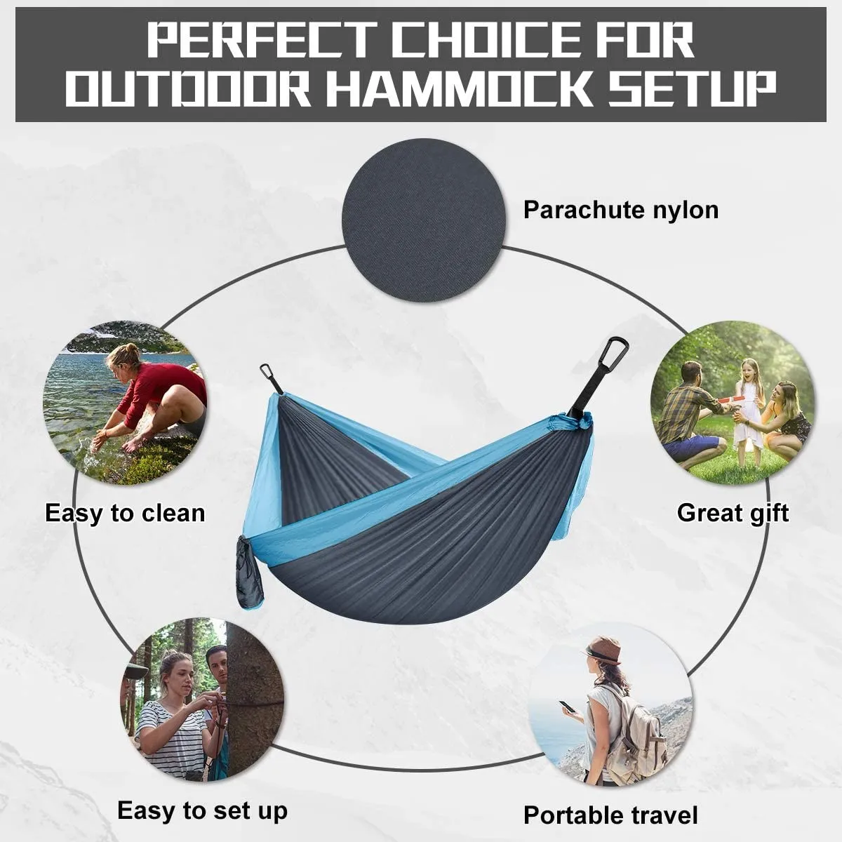 Woqi Lightweight Camping Hammock Nylon Fabric Camping Printing Hammock