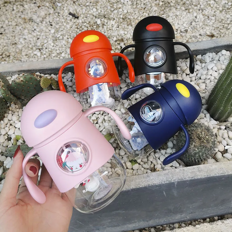 Wholesale 350ml Custom Cartoon Children Bottle Travel Leakage-proof Plastic Bpa Free Kids Drinking Cute Water Bottle with Straw