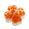 Four-leaf clover magnetic hair clip - leopard print orange