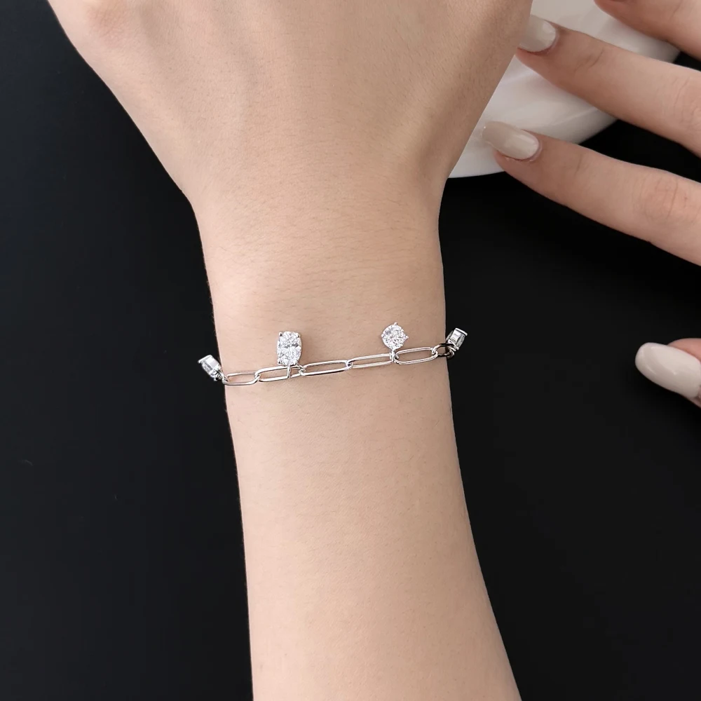 KAKODIY 925 Sterling Silver Five Pendant Adjustable Bracelet Charm Bracelet Women Fashion Simple 5A Zirconia Bracelet detail 7