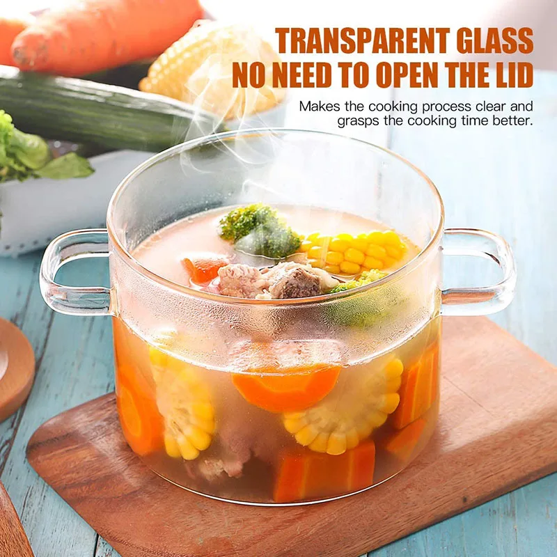 38Years Factory Heat-Resistant Glass Clear Stovetop Cooking Saucerpan Thick  Glass Cooking Pot