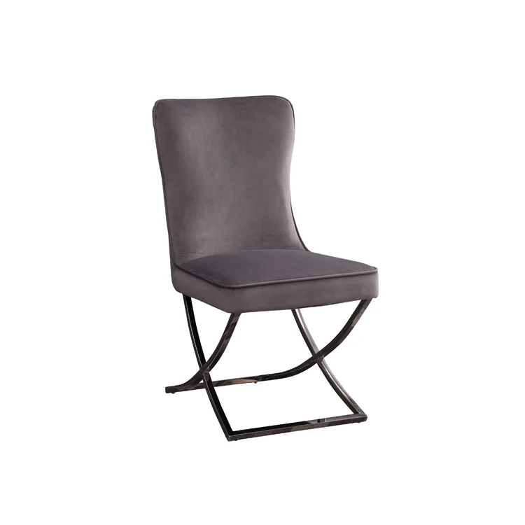 Modern design home furniture chair grey fabric cushion and stainless steel leg dining chair 