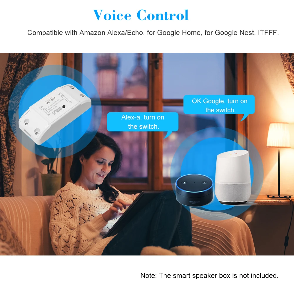 Smart Home Voice Control  Intelligent Wifi Wireless Remote Control Universal Relay Module Light Power Mini Switch