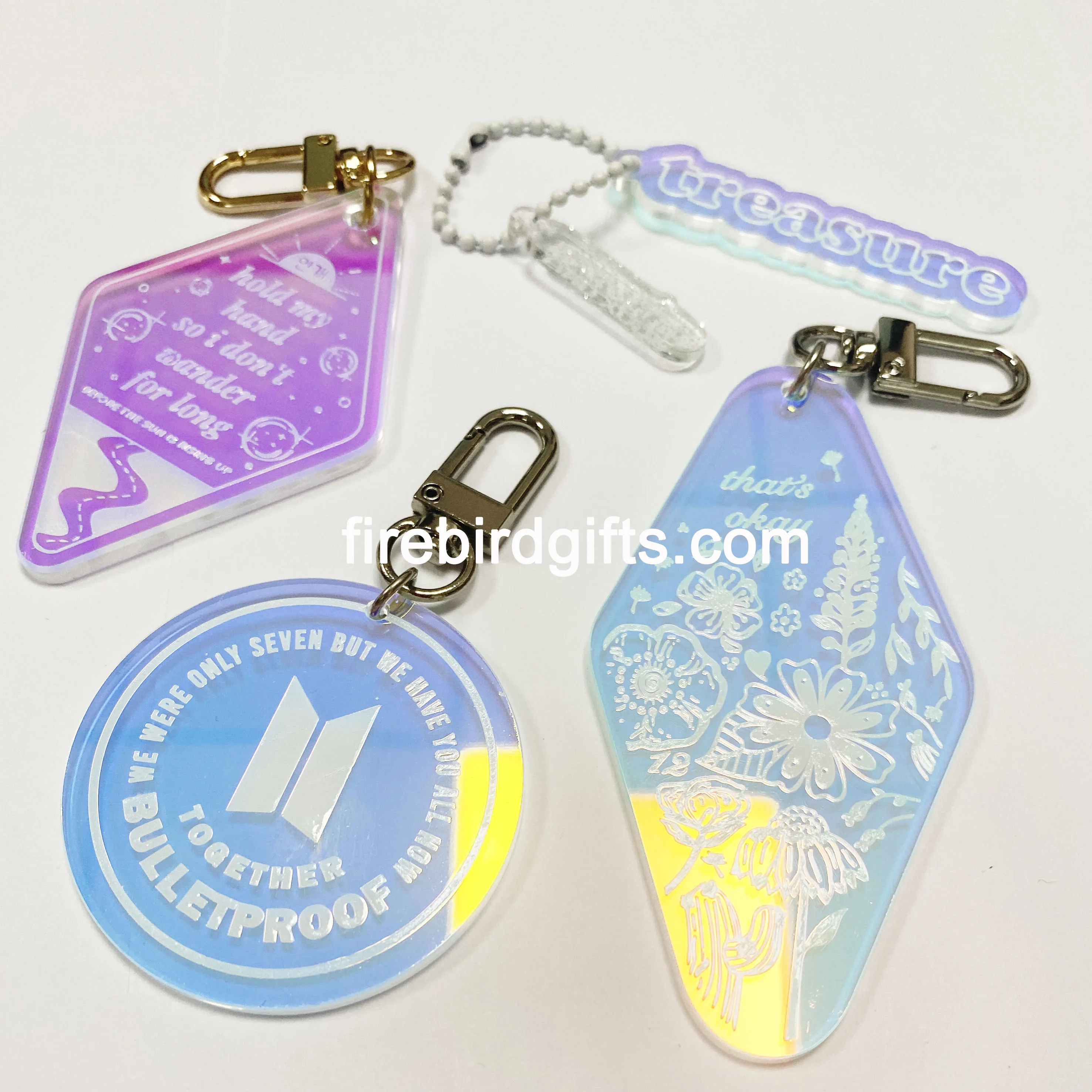 Custom Rainbow Holographic Acrylic Keychain Rainbow Hologram Keychain