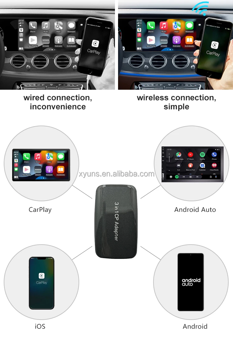 Android Auto Wireless Adapter Plug and Play Wired to Wireless Adapter for  Android Auto 2.4G&5G WiFi Auto Pairing OTA Upgrade