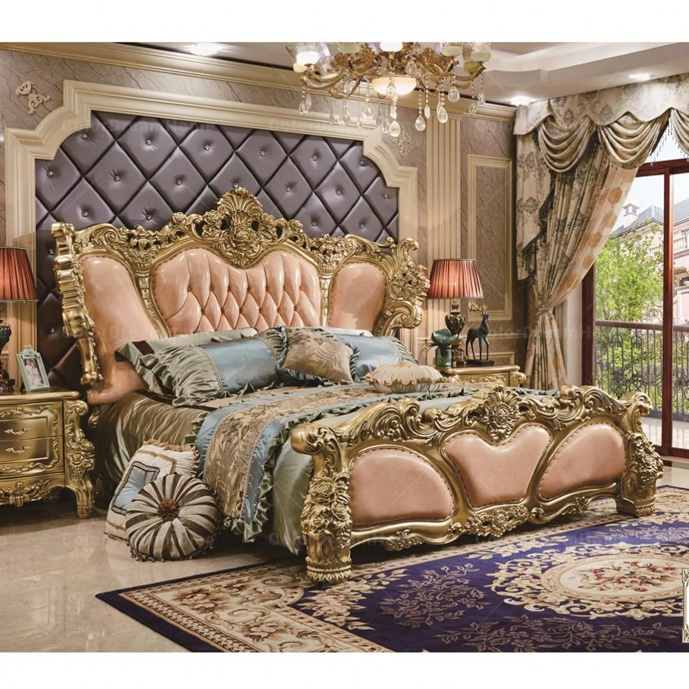 French Heavy Carved Furniture Bedroom Set Royal Luxury Pink Leather Queen Size Bed Design Buy Bedroom Sets Royal King Size Bed Luxury Bed Product On Alibaba Com
