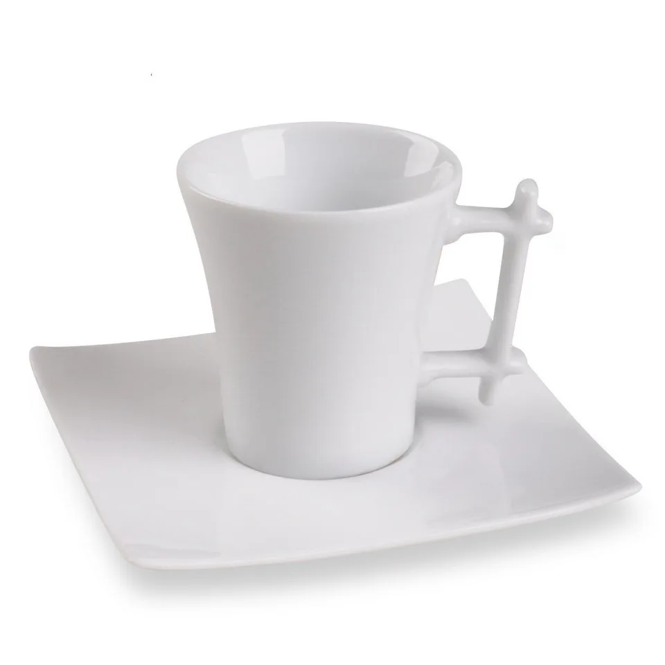2025 Hot Selling Square Shape Cheap Handmade Ceramic Mug Porcelain Coffee Cup With Saucer for Gift Set