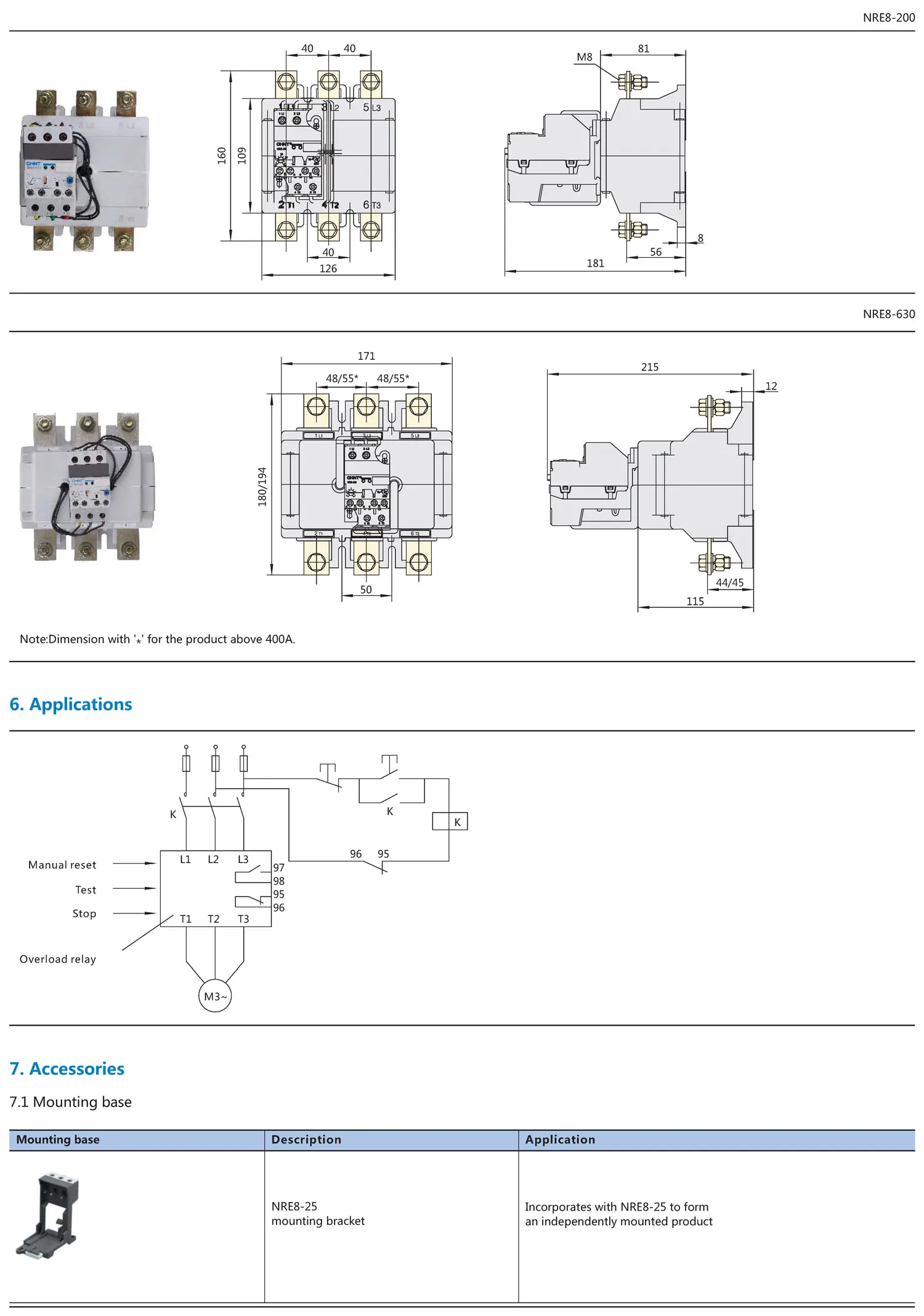 Chint NRE8 NRE8-25 NRE8-40 NRE8-100 NRE8-200 NRE8-630 25A 40A 100A 160A 200A 315A 400A 500A 630A CHNT Electronic Overload Relay