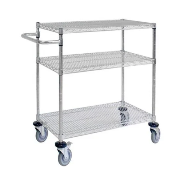 High Quality 4 Wheels Stainless Steel Anti-static PCB/SMT Storage 3 Layers ESD Wire Shelf Trolley Cart