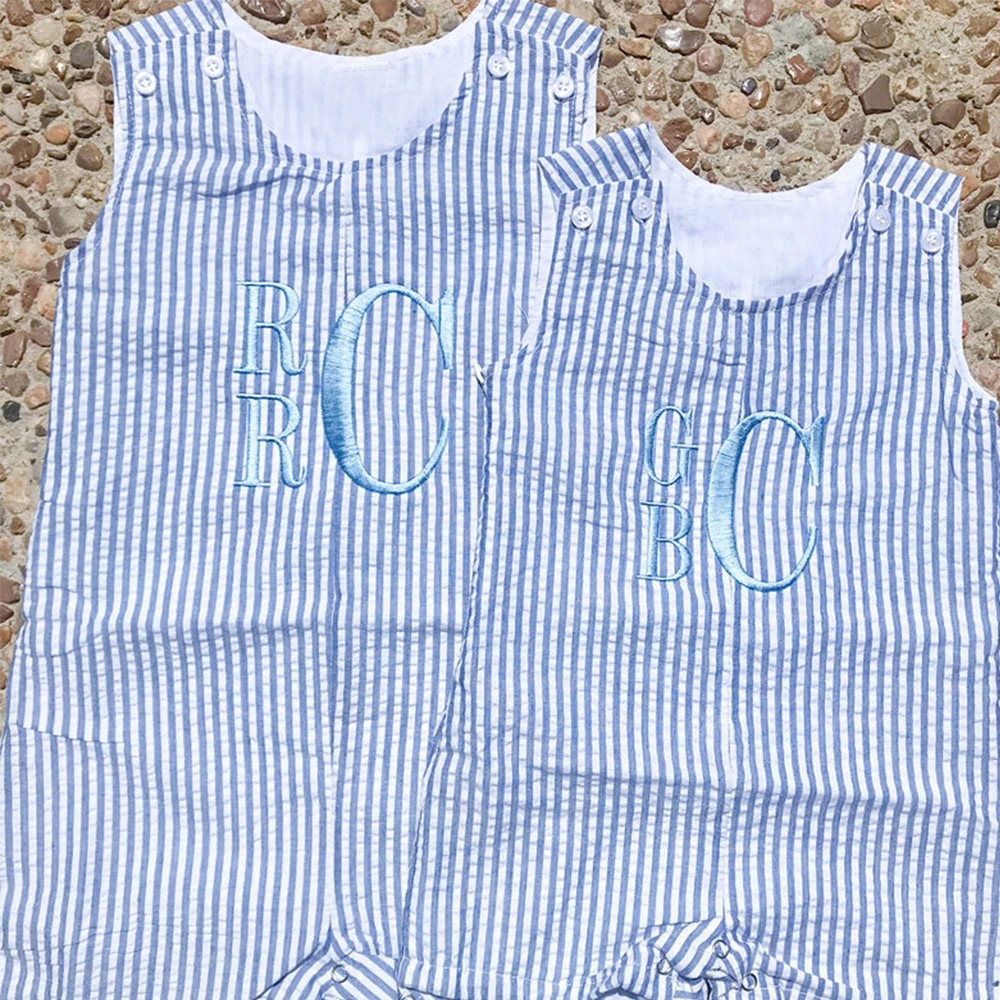 Wholesale Monogram Toddler Infant Blank Plain Seersucker Bubble Baby