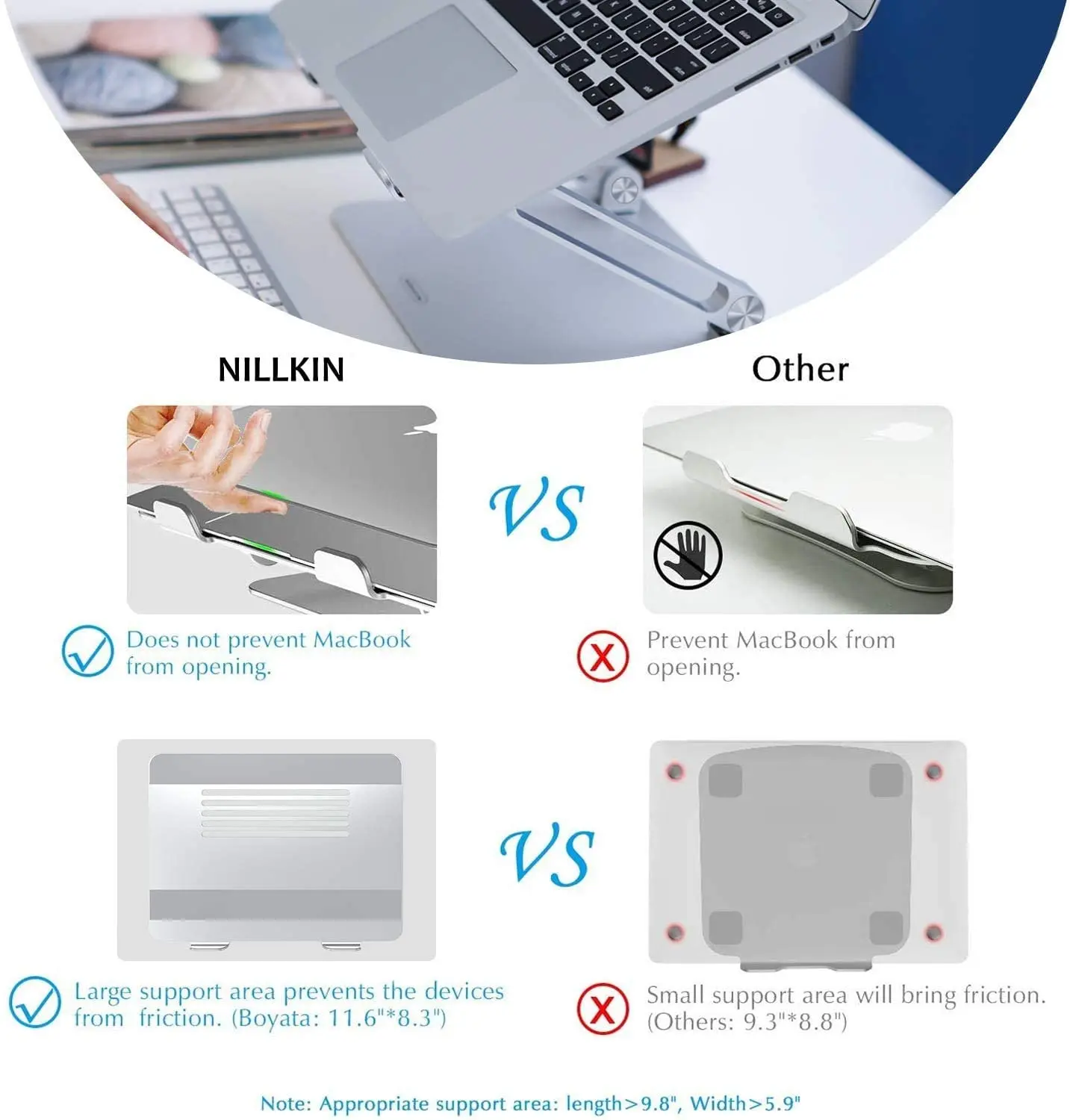 Nillkin Foldable Stand Notebook Home Laptop Riser Ergonomic 180 Degree Aluminum Modern Tablet Laptop Folding Stand