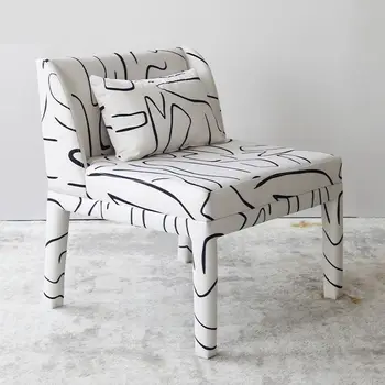 Modern modern designer art graffiti striped sofa chair Nordic fashion living room lazy casual single chair