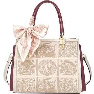 High Quality Custom Ladies Large Genuine Leather Bags Premium Scarf Embroidery Shoulder Crossbody Bag Luxury Handbags for Women