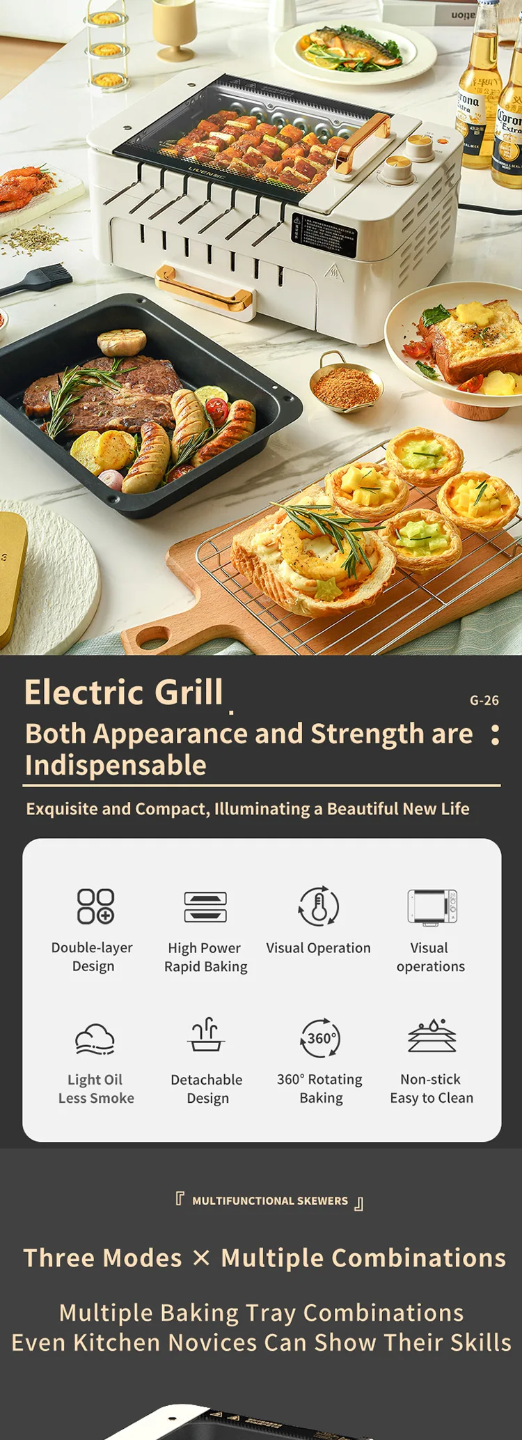 3 In 1 Electric Bbq Kebab Grill Machine Household Automatic Rotating