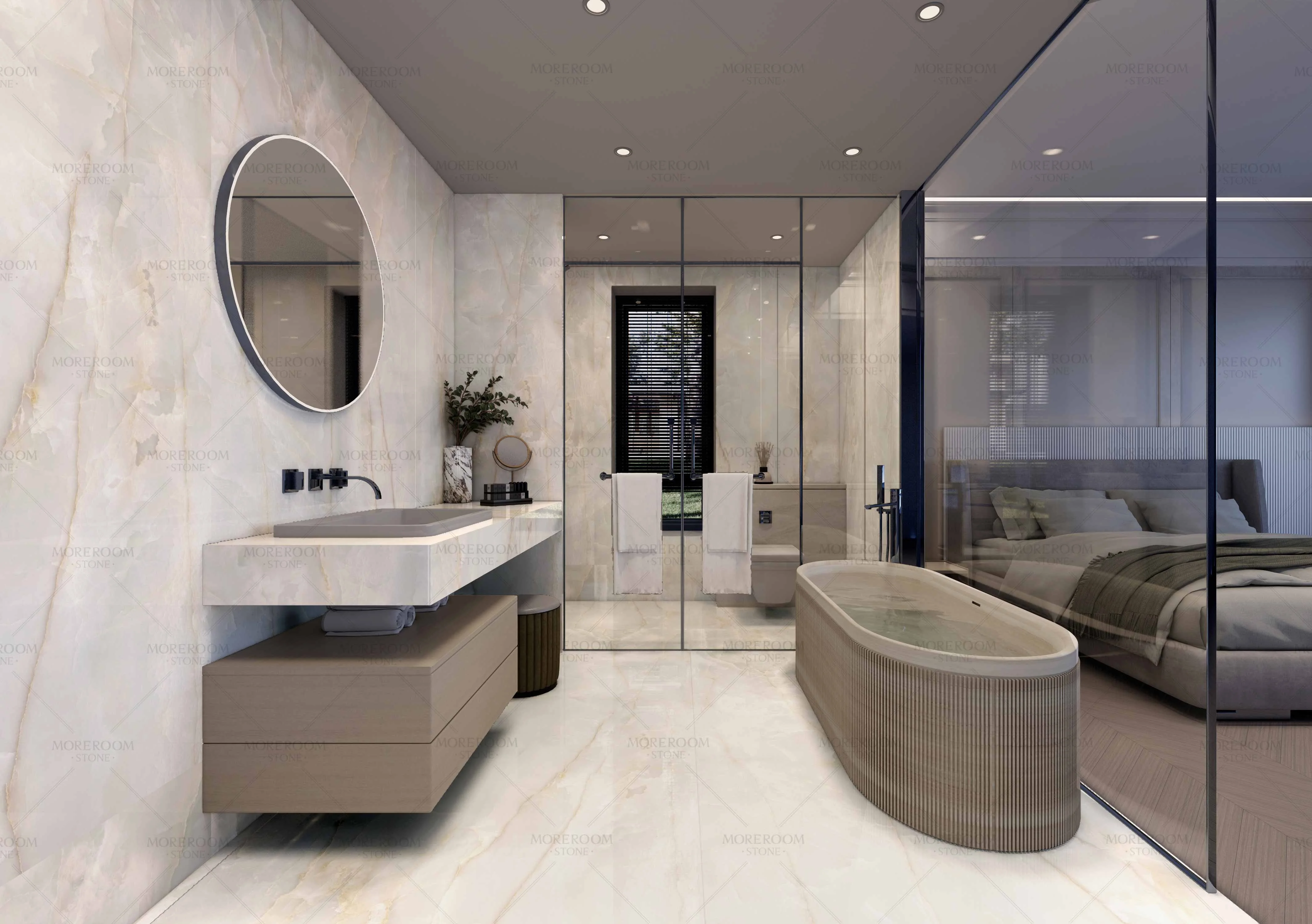 Italian White Onyx Marble Wall 12mm Large Format Porcelain Big Slab