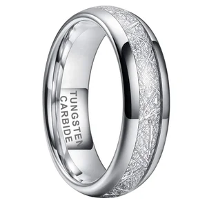 Coolstyle Jewelry 6mm Imitated Meteorite Inlay Fashion Engagement Wedding Band Tungsten Carbide Finger Ring for Men Women