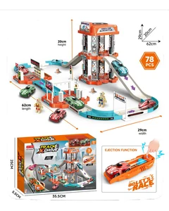 EPT DIY Assembly Railway Construction Slide Toy Parking Lot Exciting Catapult Track Car Racing Kit