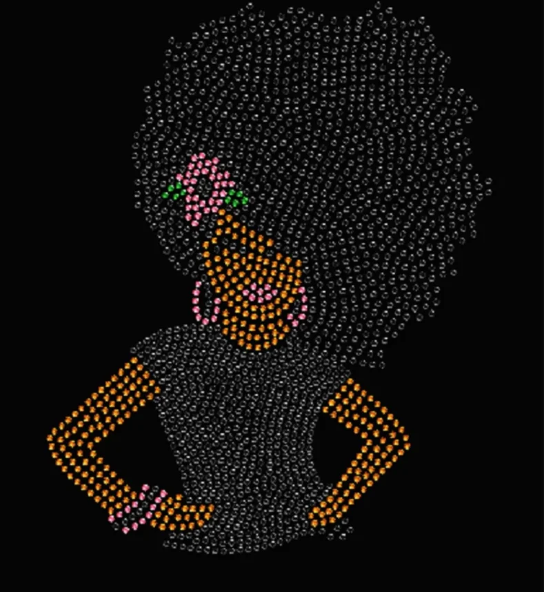 Afro Culture Bling T-Shirt designer iron on transfer hotfix diamond patches rhinestone transfer motif