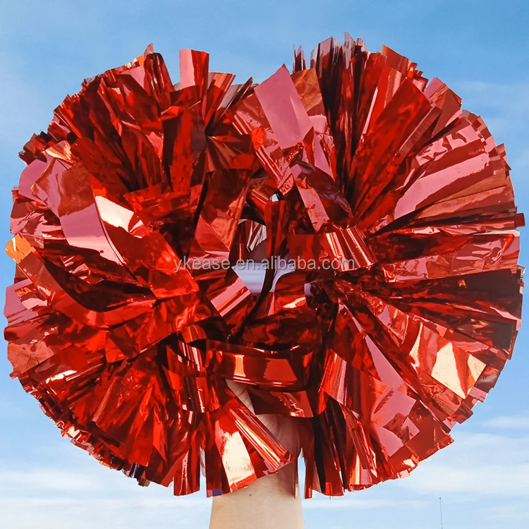 Cheerleading Pom Poms Pom Poms Cheerleading 24 Pcs Cheerleader Spirited Cheer Baton Handle Metallic Foil For Sports Team Party Dance Cheering(Blue, Gold Foil Fun Pom Pom Maker