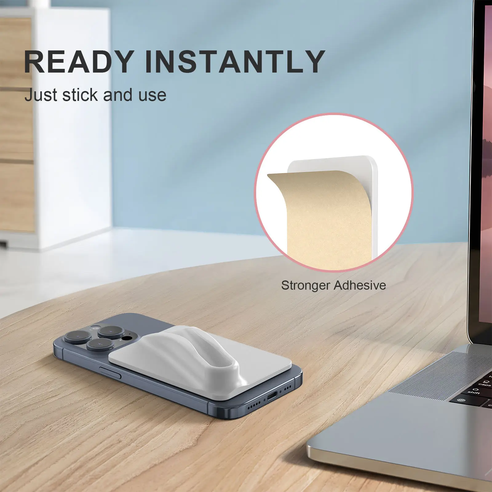 PEUTIER Custodia per Telefono Lucidalabbra, Inserimento Carta e Supporto per Rossetto 2 in 1 Supporto per Telefono Adesivo Portatile per Rossetto in Silicone per iPhone e Android (Grigio