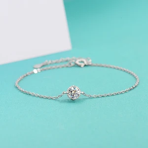 Factory Price Silver Moissanite Bracelet Bangles 925 Sterling Silver White Color 1ct Moissanite Chain Link Bracelet