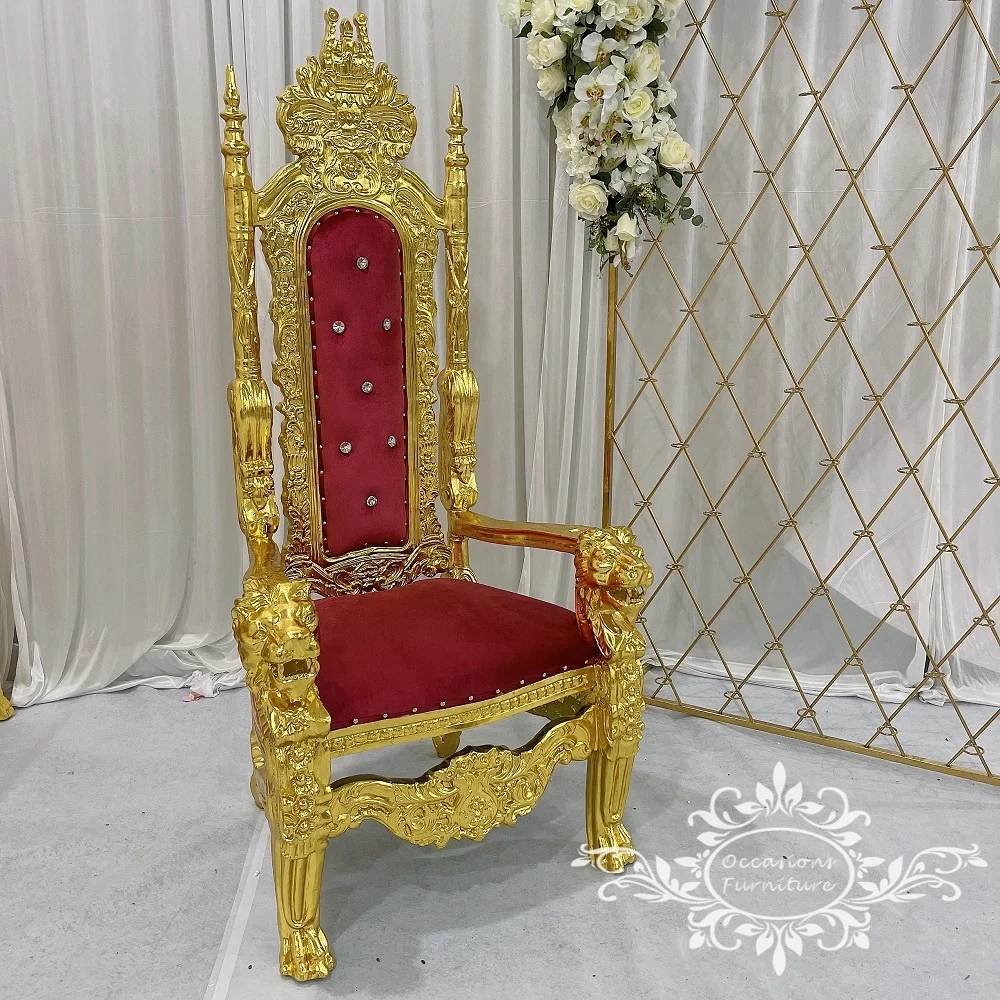 赤いベルベットキングチェア結婚式の家具玉座カップルシングルシート