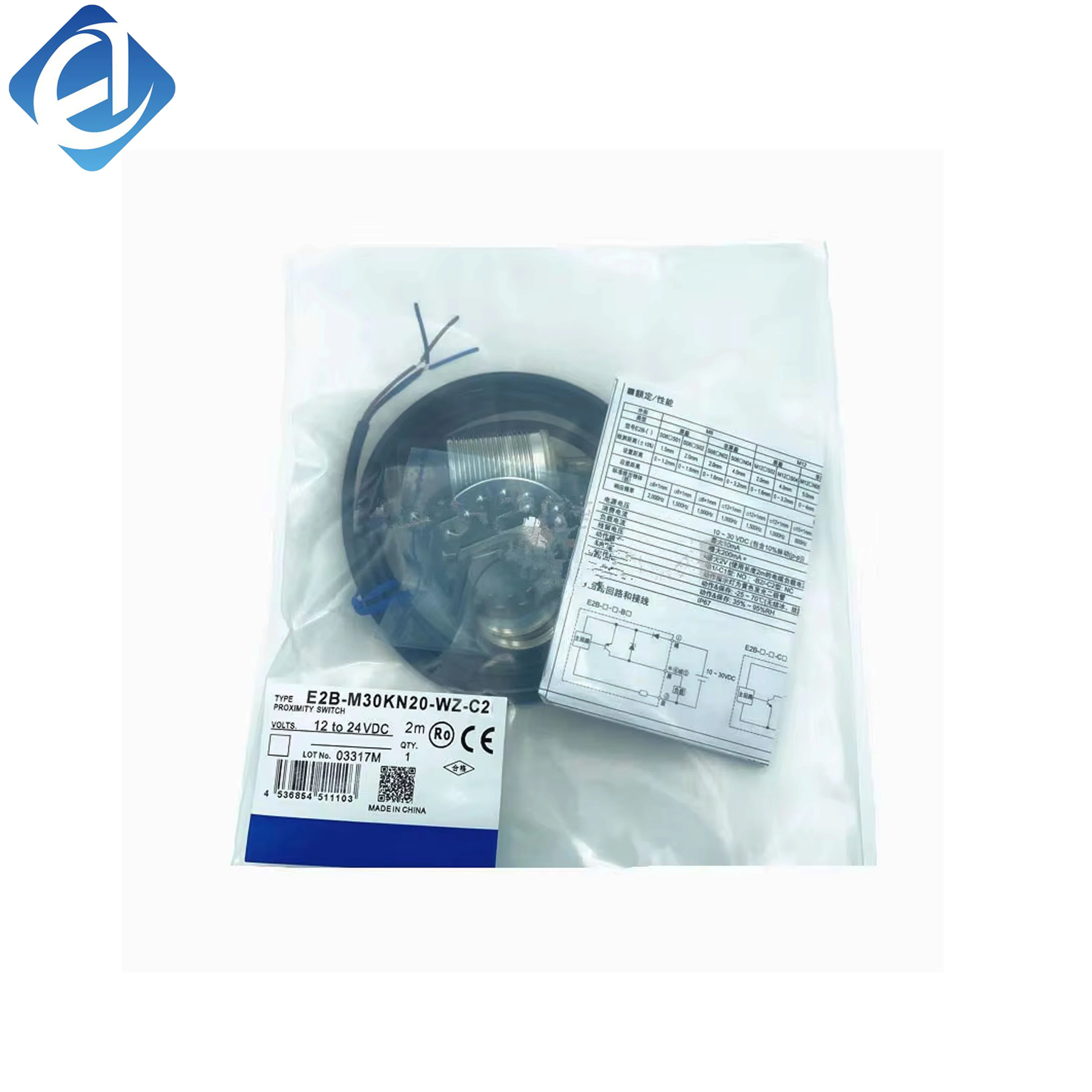 নতুন মূল E2B-M30KN20-WZ-C2 ওম্রন E2B সিরিজ ইনডাক্টিভ প্রক্সিমিটি সেন্সর, যা শিল্প স্বয়ংক্রিয়করণ সরঞ্জামে ধাতব বস্তু সনাক্তকরণ, সীমা অবস্থান নির্ধারণ এবং কাজের টুকরো গণনার জন্য ব্যবহৃত হয়।
